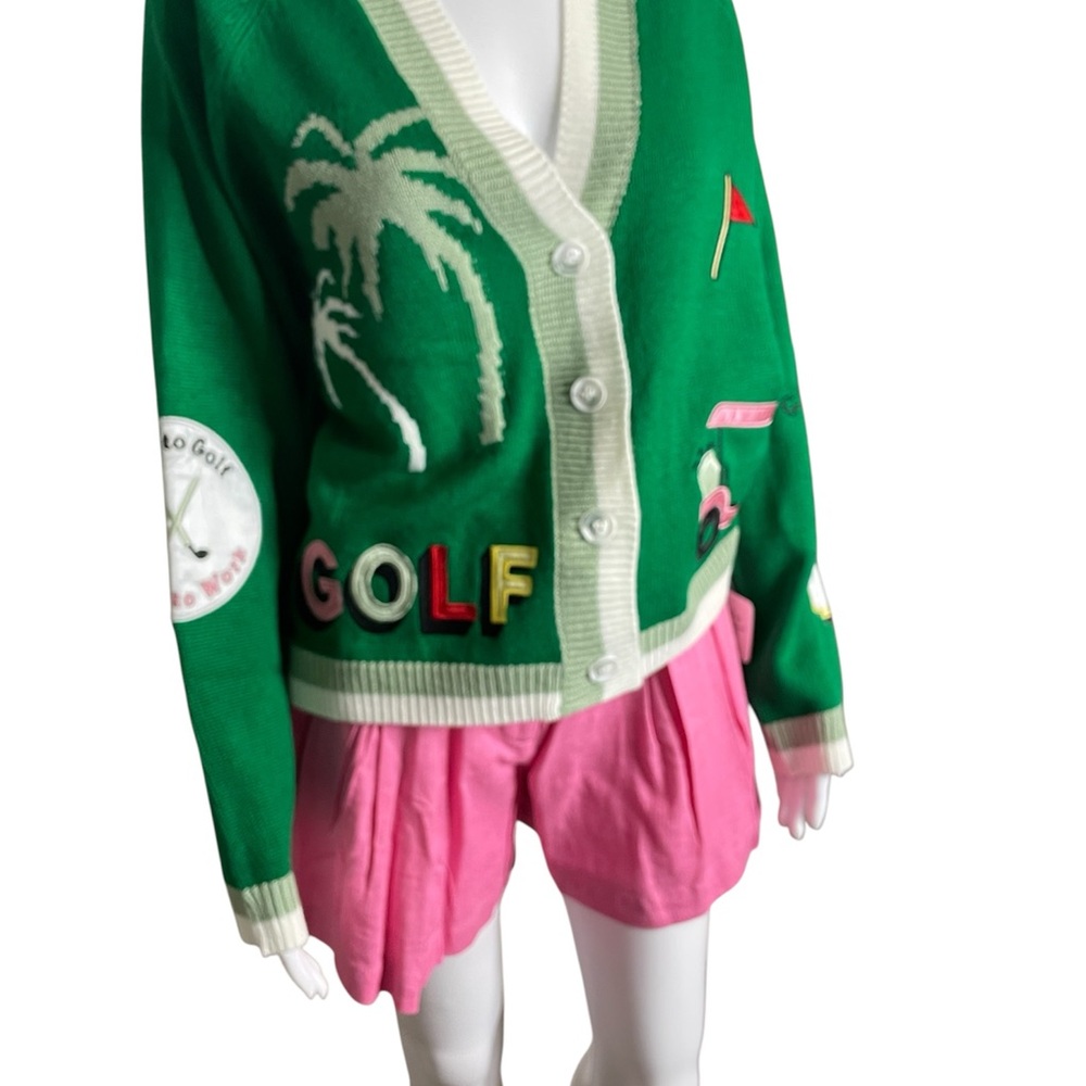 FATE Golf Green Cardigan with Palm Tree and Patches